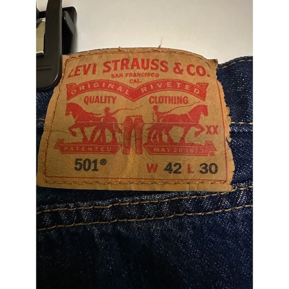 Levi's Other - Levi's 501 Button Fly Jeans W42 L30 Dark Wash Denim Classic Straight Leg